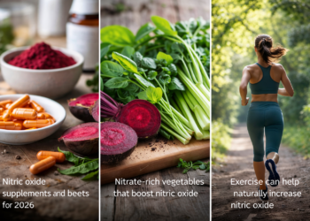 Nitric oxide supplements in 2026 with beetroot powder and capsules supporting natural nitric oxide production