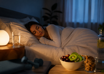 Sleep and brain health with peaceful bedroom and healthy lifestyle