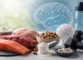 Creatine-rich foods including salmon, beef and tuna with an active lifestyle supporting cognitive performance