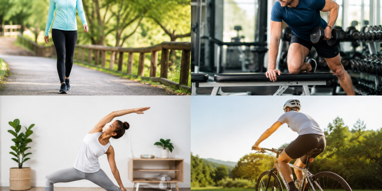 Weekly exercise plan including walking, cycling, strength training and yoga for better brain function